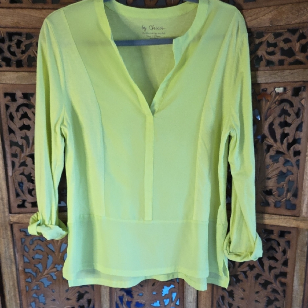 🌟 Chico's Vibrant Lime Blouse